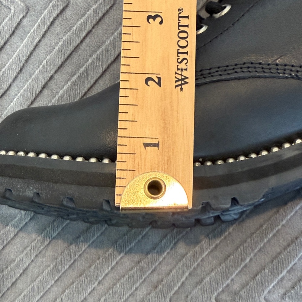 Aqua Black Leather Lace-Up Combat Boots - Picture 11 of 13